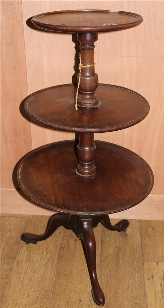 A George II mahogany three tier dumb waiter